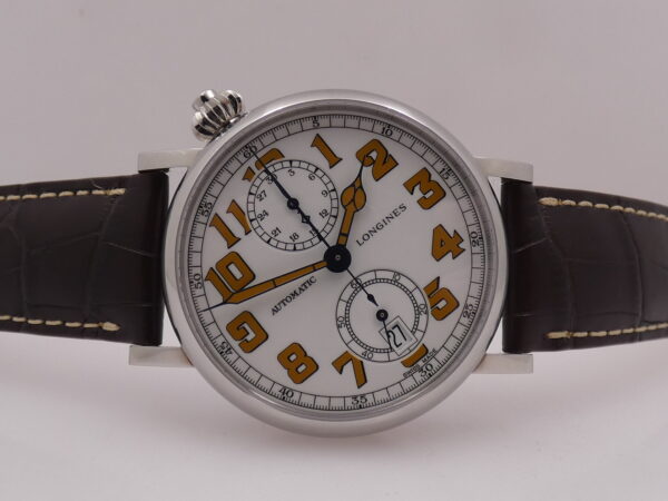 Cronografo Monopusher Longines Avigation Type A-7 1935 BOX PAPERS & TAG PRICE Anno 2020 Automatico L2.812.4 LIKE NEW 40° Rotated Dial Acciaio