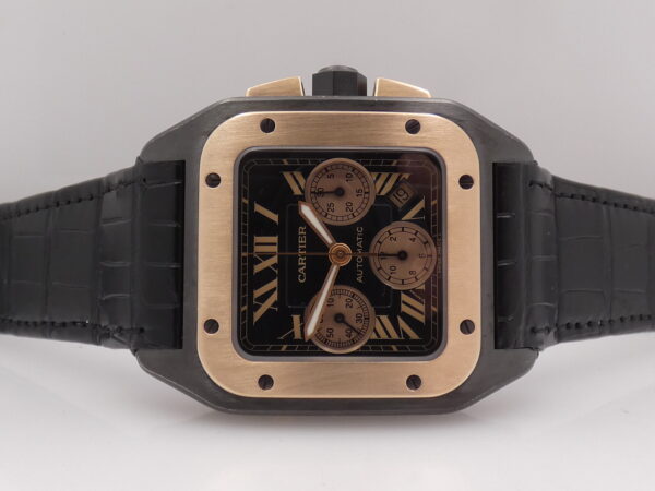 Cronografo Cartier Santos 100 XL 3104 Titanio & Acciaio BOX&PAPERS Ghiera Oro Rosa 18Kt ANNO 2009 Automatico W2020004