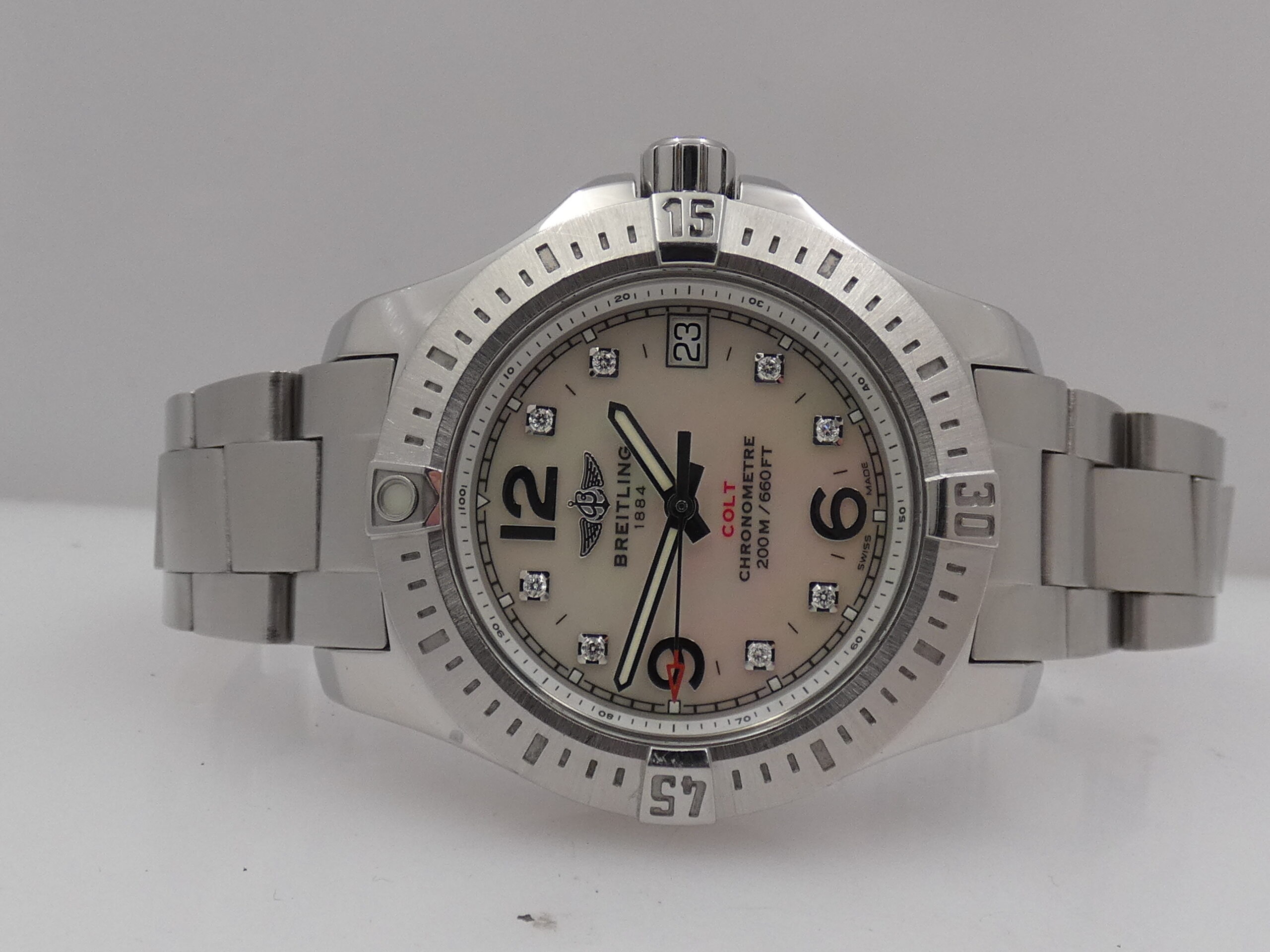 Breitling Colt Lady 33mm A77388 M.O.P. & DIAMONDS DIAL BOX&PAPERS Anno 2017 Acciaio Braccialato - immagine 4