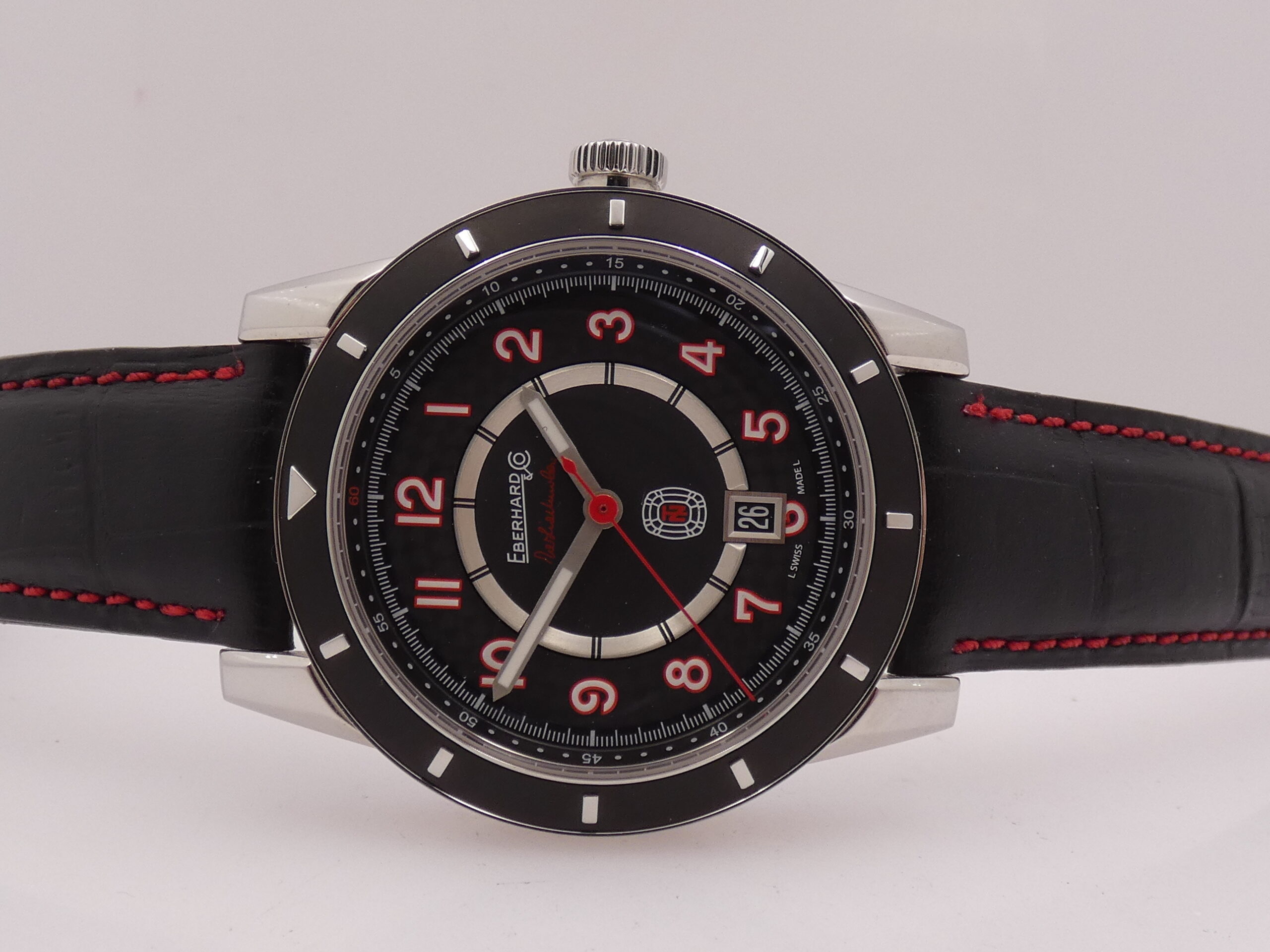 Eberhard & Co. Tazio Nuvolari 41032 LIKE NEW AUTOMATICO WITH BOX Black Perleè Dial RED INDEX - immagine 4