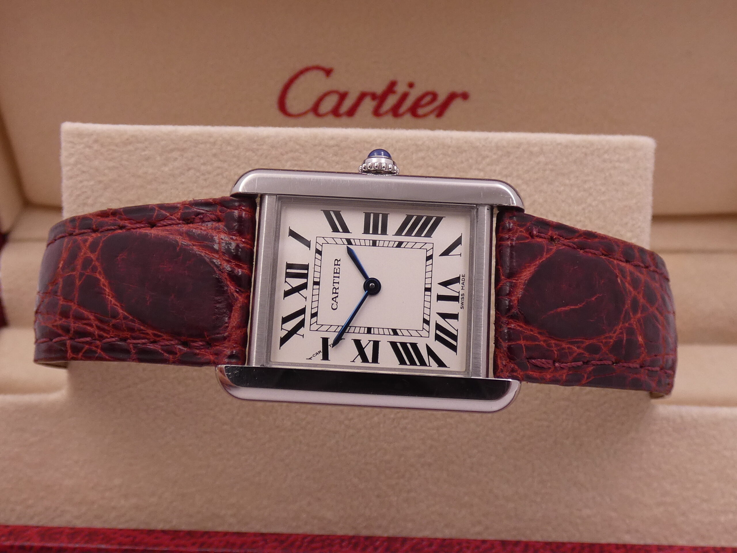Cartier Tank Solo 3170 - W5200005 For Ladies Cinturino Originale In Pelle Acciaio - immagine 4