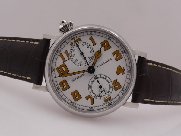 Cronografo Monopusher Longines Avigation Type A-7 1935 BOX PAPERS & TAG PRICE Anno 2020 Automatico L2.812.4 LIKE NEW 40° Rotated Dial Acciaio