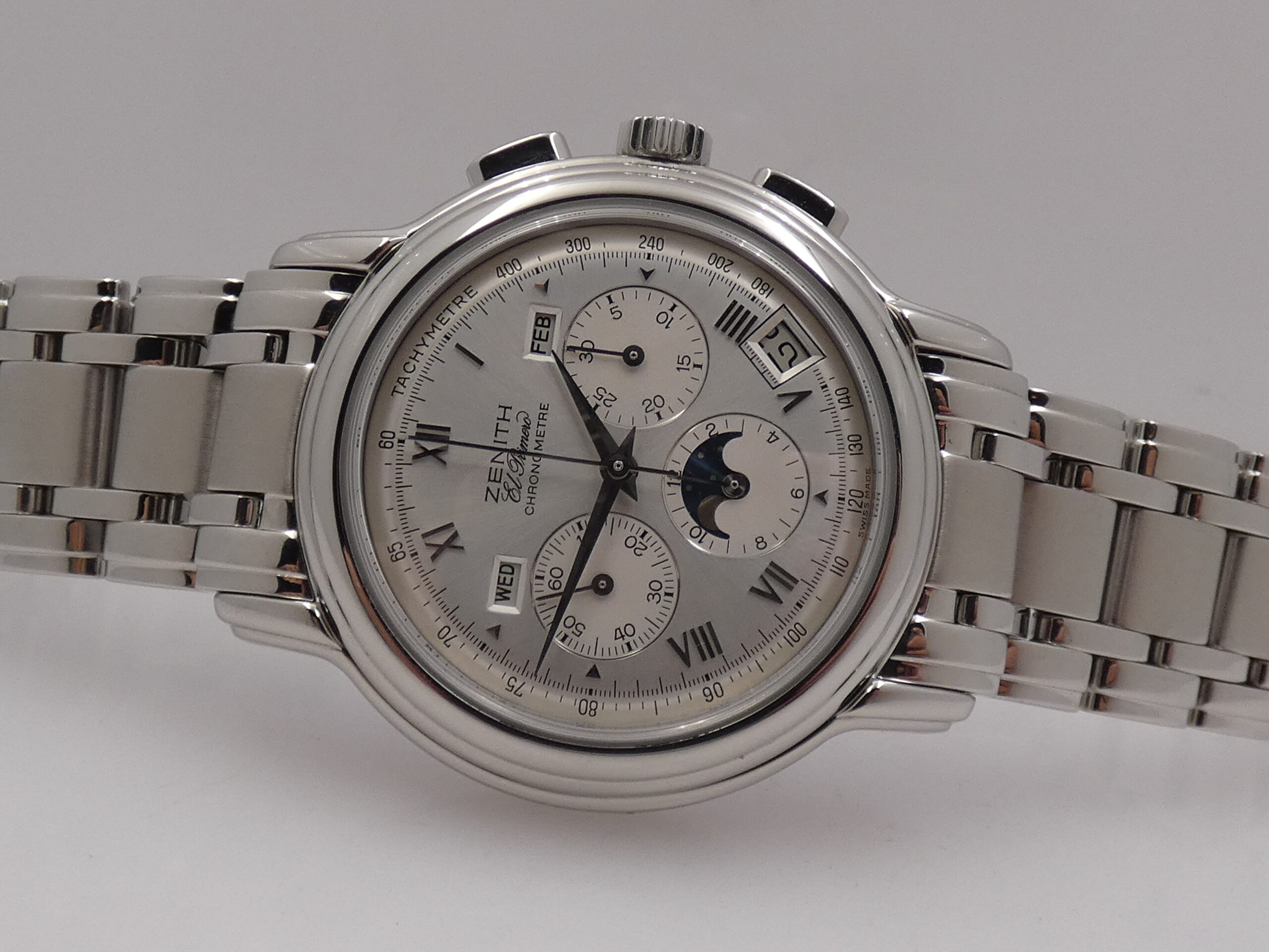 Zenith El Primero Chronomaster Triple Date Moonphases TOP CONDITION Automatico Acciaio BRACCIALATO 02.0240.410 - immagine 5