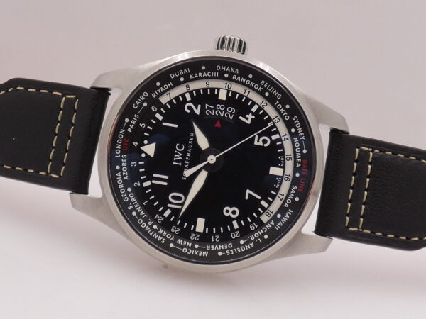 IWC Pilot Worldtimer IW3262 BOX&PAPERS Cinturino Santoni Automatico Acciaio Anni 2012 - 2016