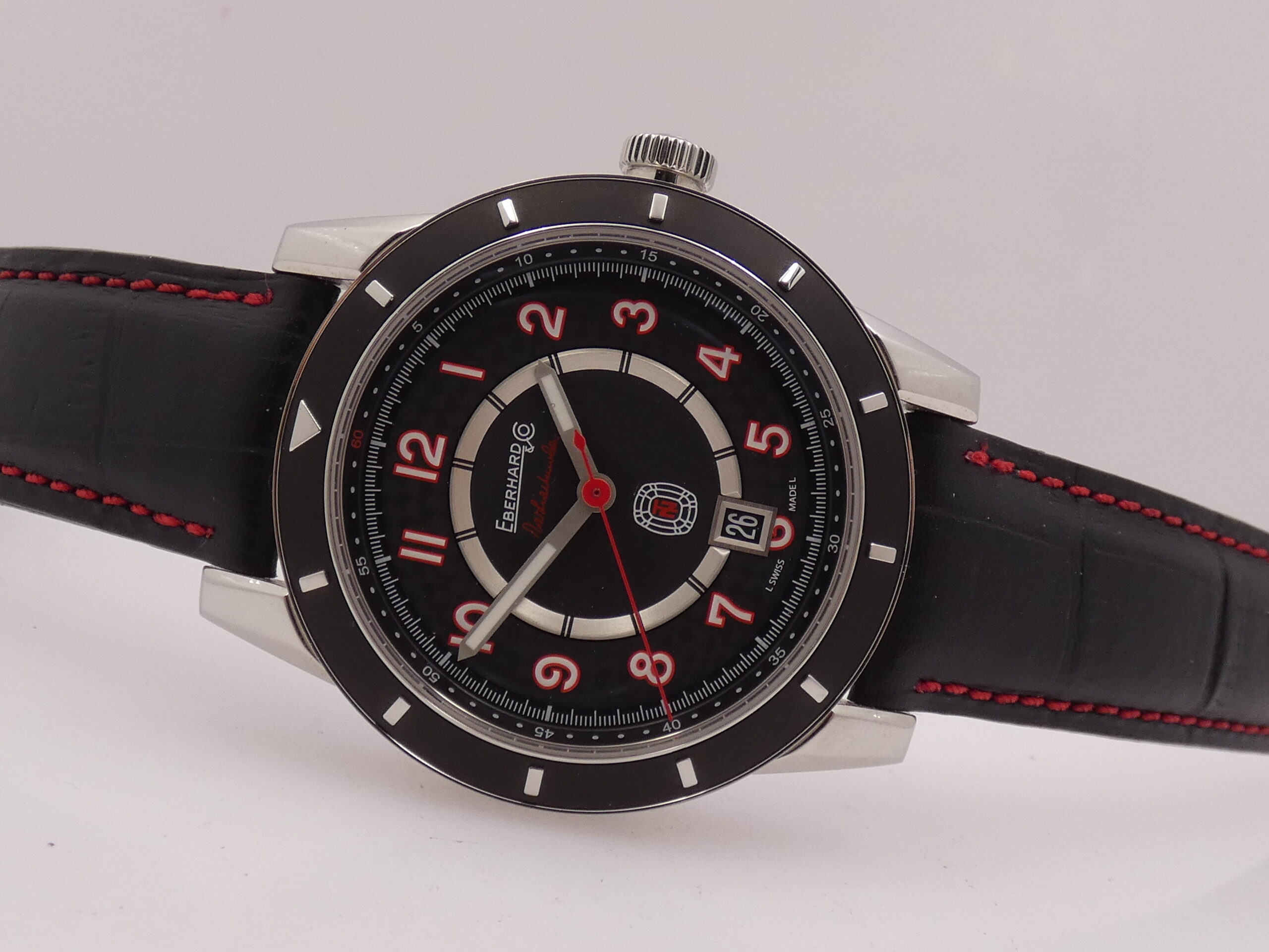 Eberhard & Co. Tazio Nuvolari 41032 LIKE NEW AUTOMATICO WITH BOX Black Perleè Dial RED INDEX - immagine 5