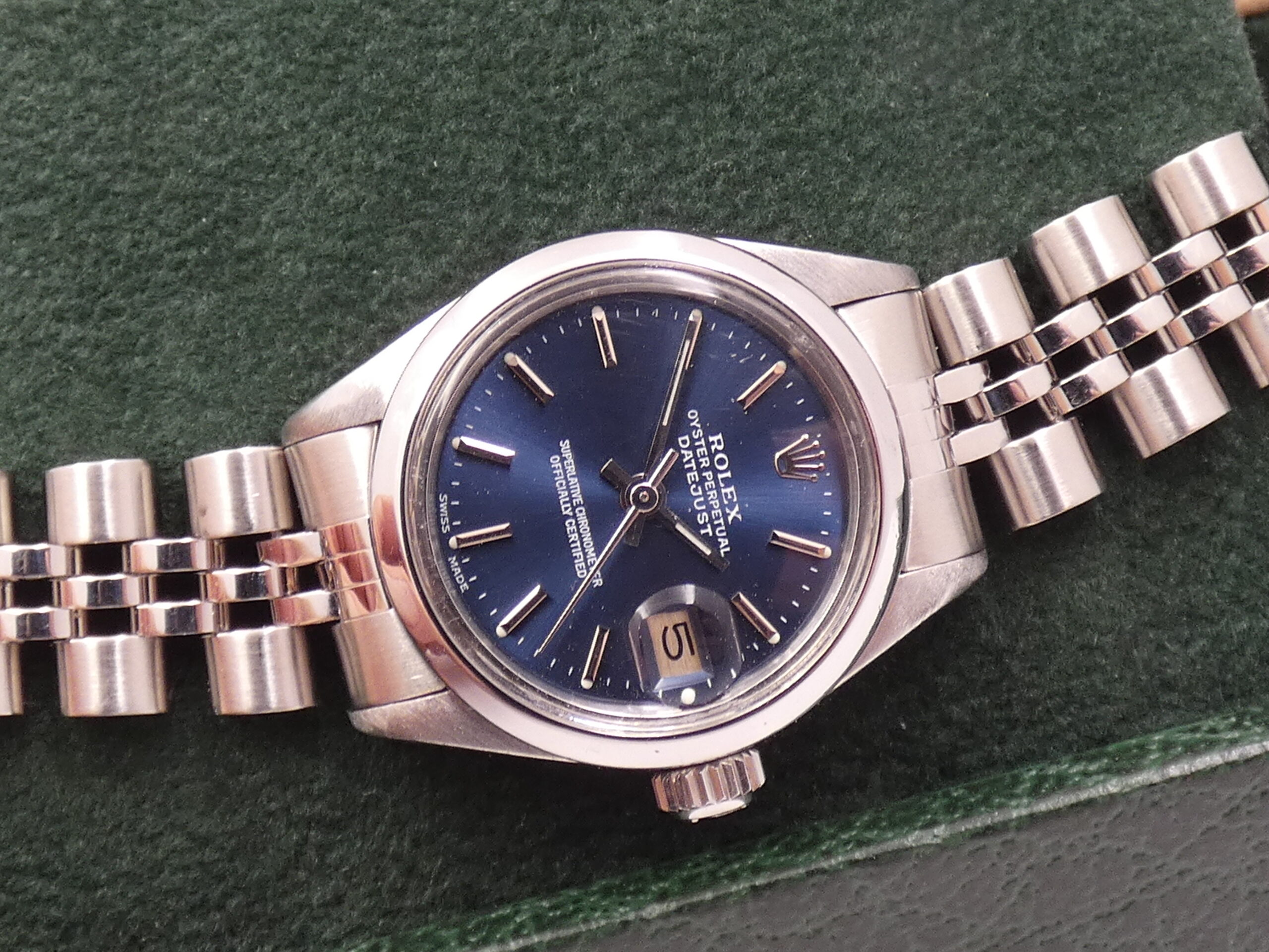 Rolex Lady-Datejust 6916 26mm Bracciale JUBILEE Anno 1977 Blue Soleil Dial Automatico Acciaio - immagine 5