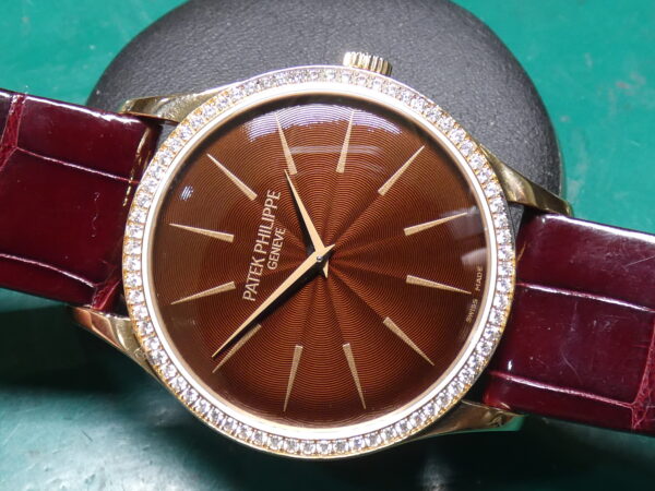 Patek Philippe Calatrava 4897R Factory Diamonds Bezel Oro Rosa 18Kt Chocolate Dial For Ladies Carica Manuale Calibro 215
