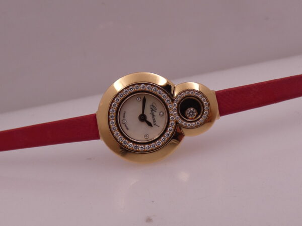 Chopard Happy Diamonds Double Circle MOP DIAL 18Kt Rose Gold FULL SET Factory Diamonds 204412-5001 Wonderful Watch For Ladies