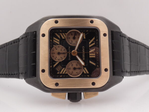 Cronografo Cartier Santos 100 XL 3104 Titanio & Acciaio BOX&PAPERS Ghiera Oro Rosa 18Kt ANNO 2009 Automatico W2020004
