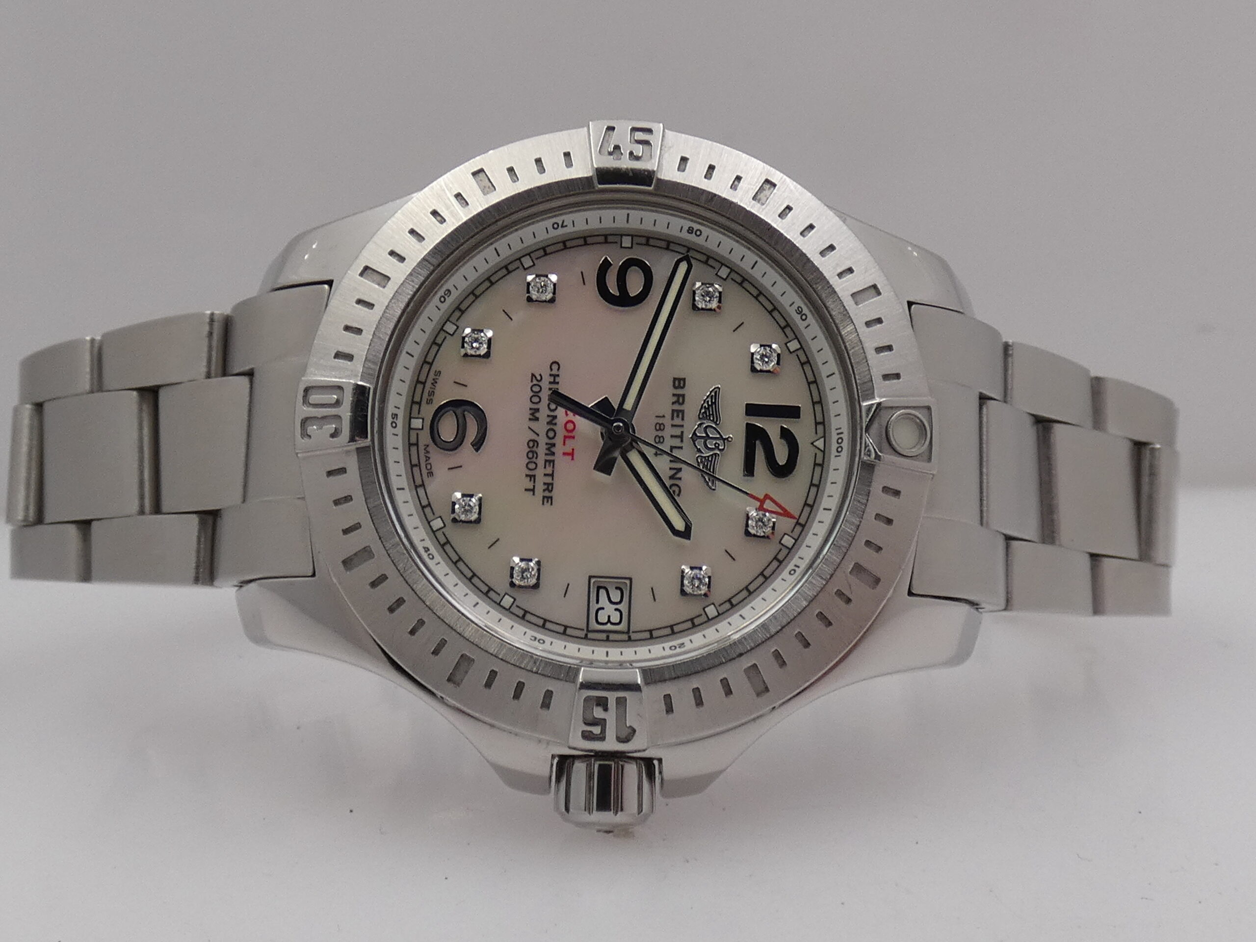 Breitling Colt Lady 33mm A77388 M.O.P. & DIAMONDS DIAL BOX&PAPERS Anno 2017 Acciaio Braccialato - immagine 6