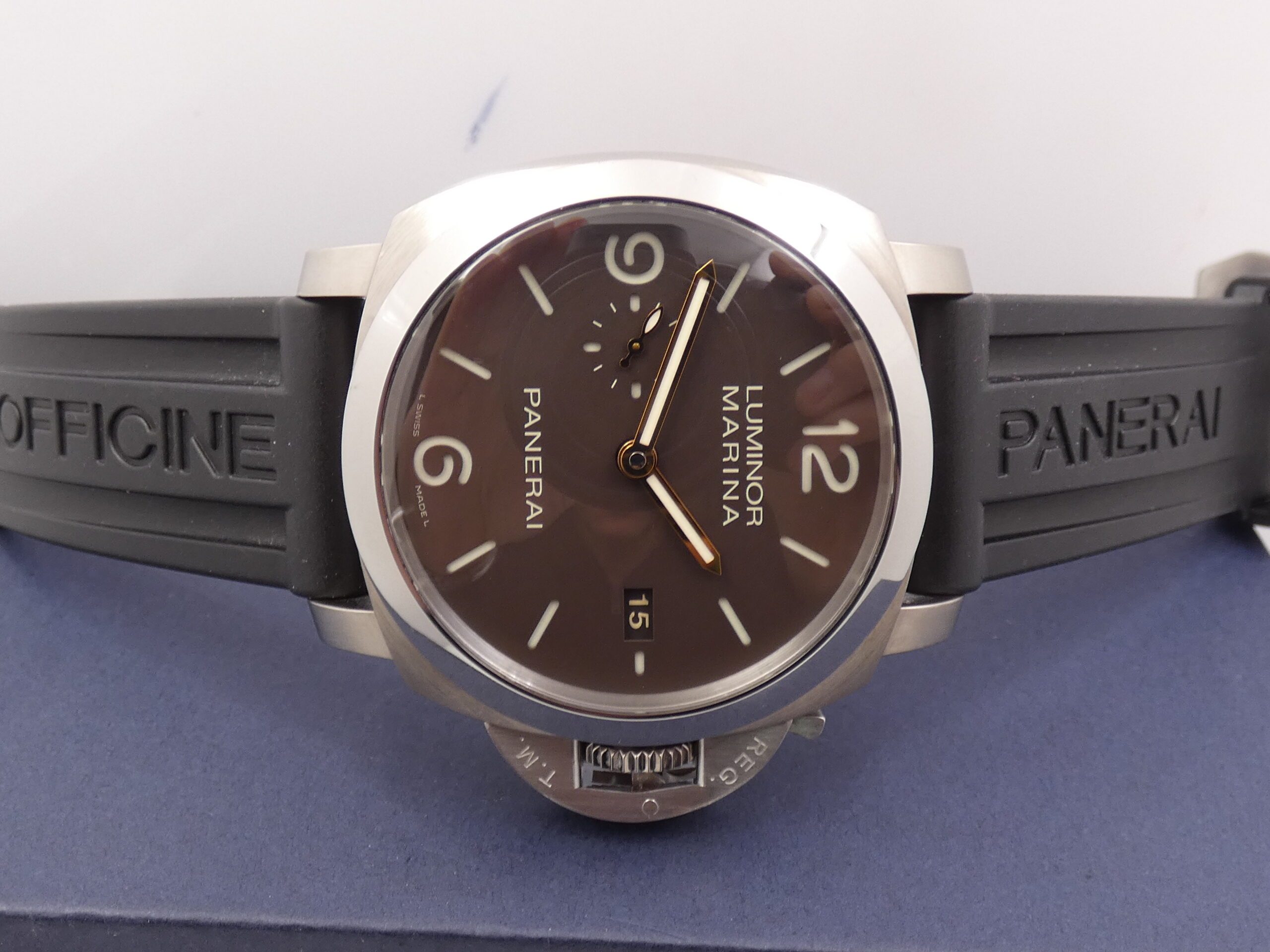 Panerai Luminor Marina 1950 3 Days Automatico TABACCO DIAL PAM00351 Titanio BOX&PAPERS Anno 2015 OP6898 LIMITED EDITION 1200pz AL MONDO - immagine 6