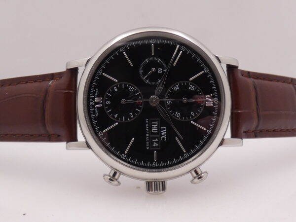 Cronografo IWC Portofino Day-Date IW3910 Leaf Hands Black Dial Automatico Acciaio