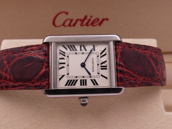 Cartier Tank Solo 3170 - W5200005 For Ladies Cinturino Originale In Pelle Acciaio