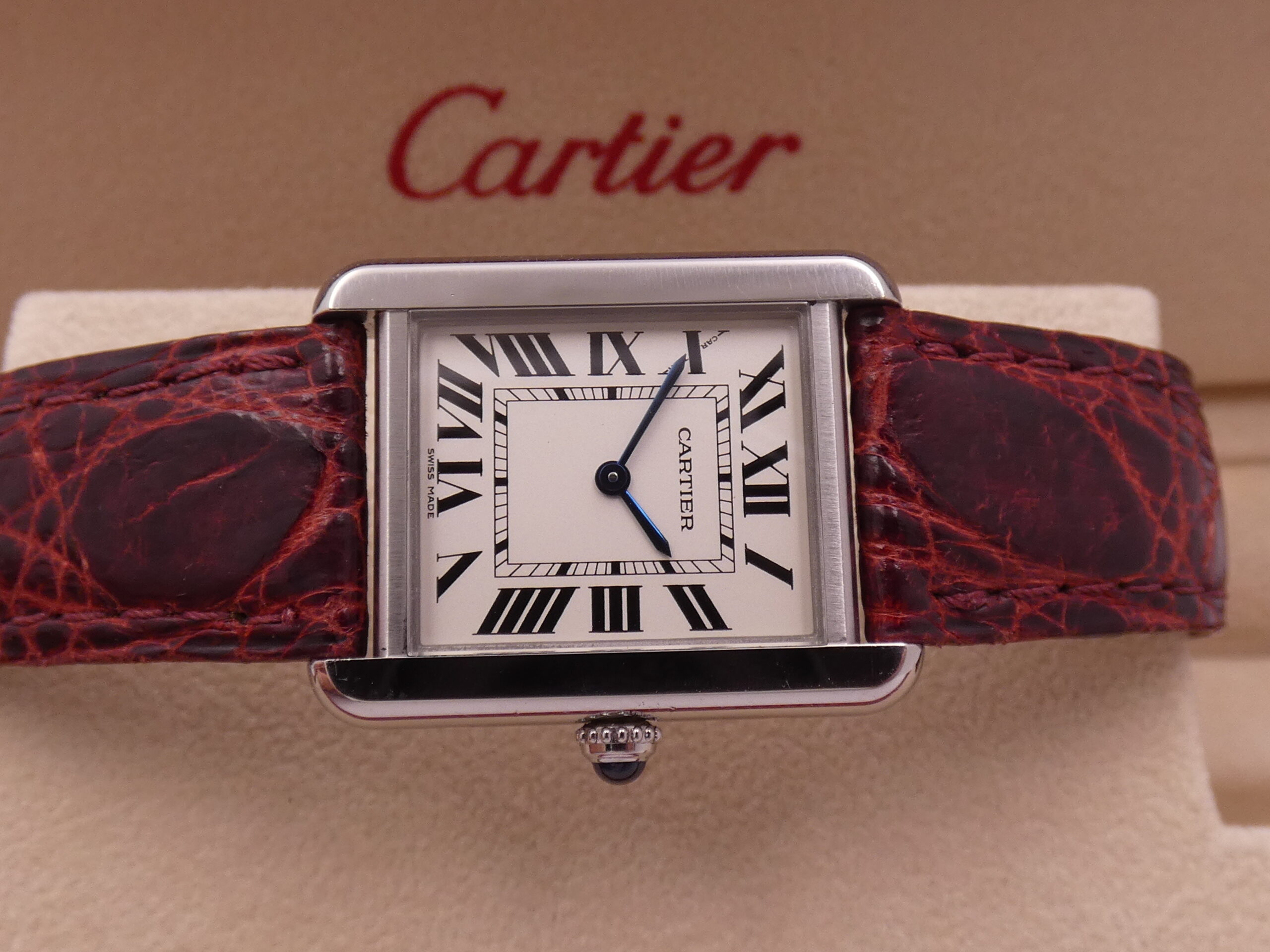 Cartier Tank Solo 3170 - W5200005 For Ladies Cinturino Originale In Pelle Acciaio - immagine 6