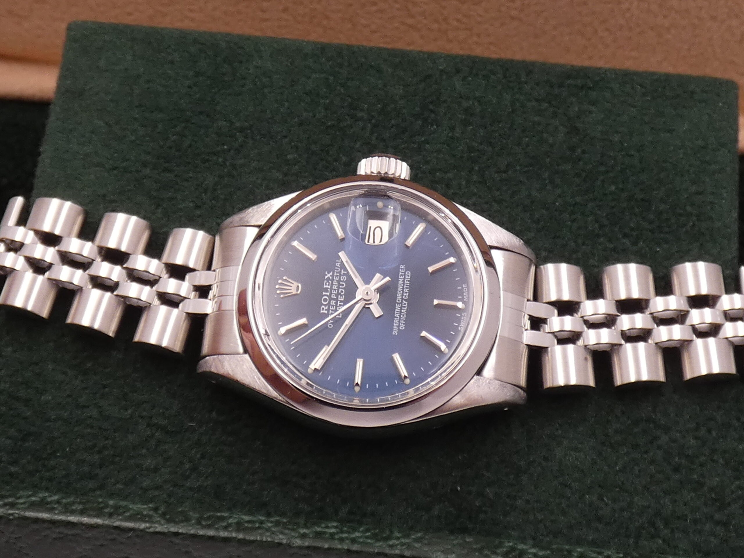 Rolex Lady-Datejust 6916 26mm Bracciale JUBILEE Anno 1977 Blue Soleil Dial Automatico Acciaio - immagine 6