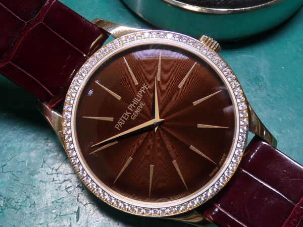 Patek Philippe Calatrava 4897R Factory Diamonds Bezel Oro Rosa 18Kt Chocolate Dial For Ladies Carica Manuale Calibro 215