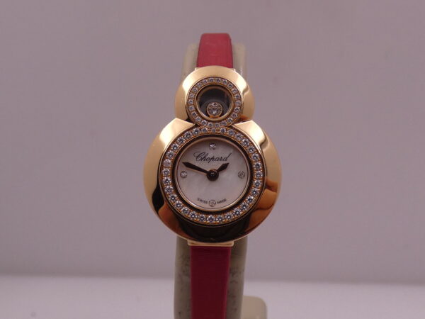 Chopard Happy Diamonds Double Circle MOP DIAL 18Kt Rose Gold FULL SET Factory Diamonds 204412-5001 Wonderful Watch For Ladies