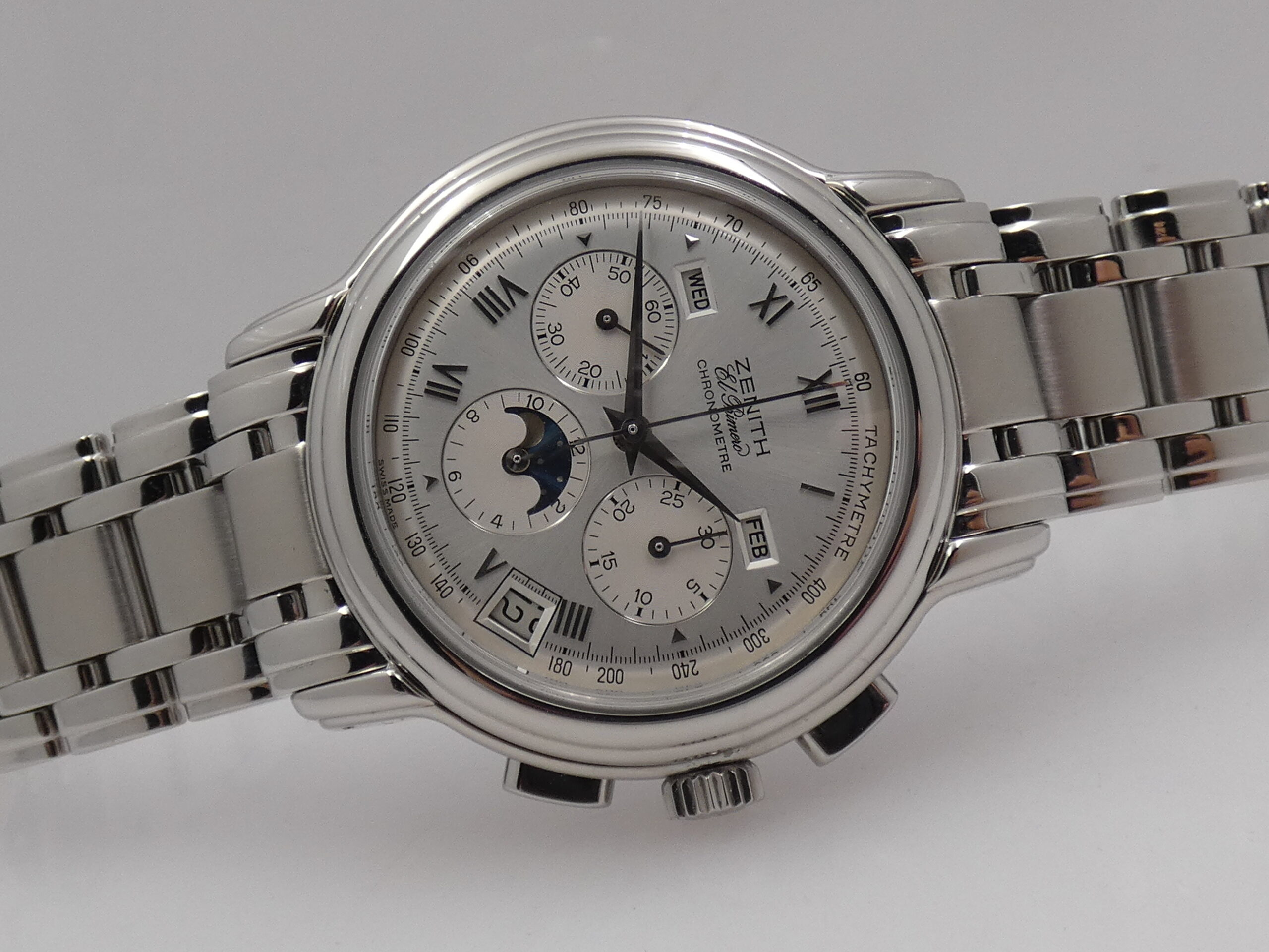 Zenith El Primero Chronomaster Triple Date Moonphases TOP CONDITION Automatico Acciaio BRACCIALATO 02.0240.410 - immagine 7