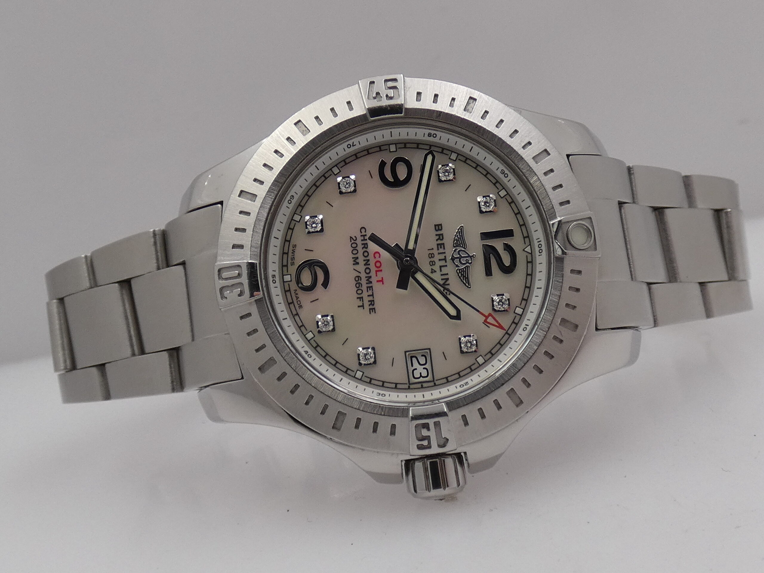 Breitling Colt Lady 33mm A77388 M.O.P. & DIAMONDS DIAL BOX&PAPERS Anno 2017 Acciaio Braccialato - immagine 7