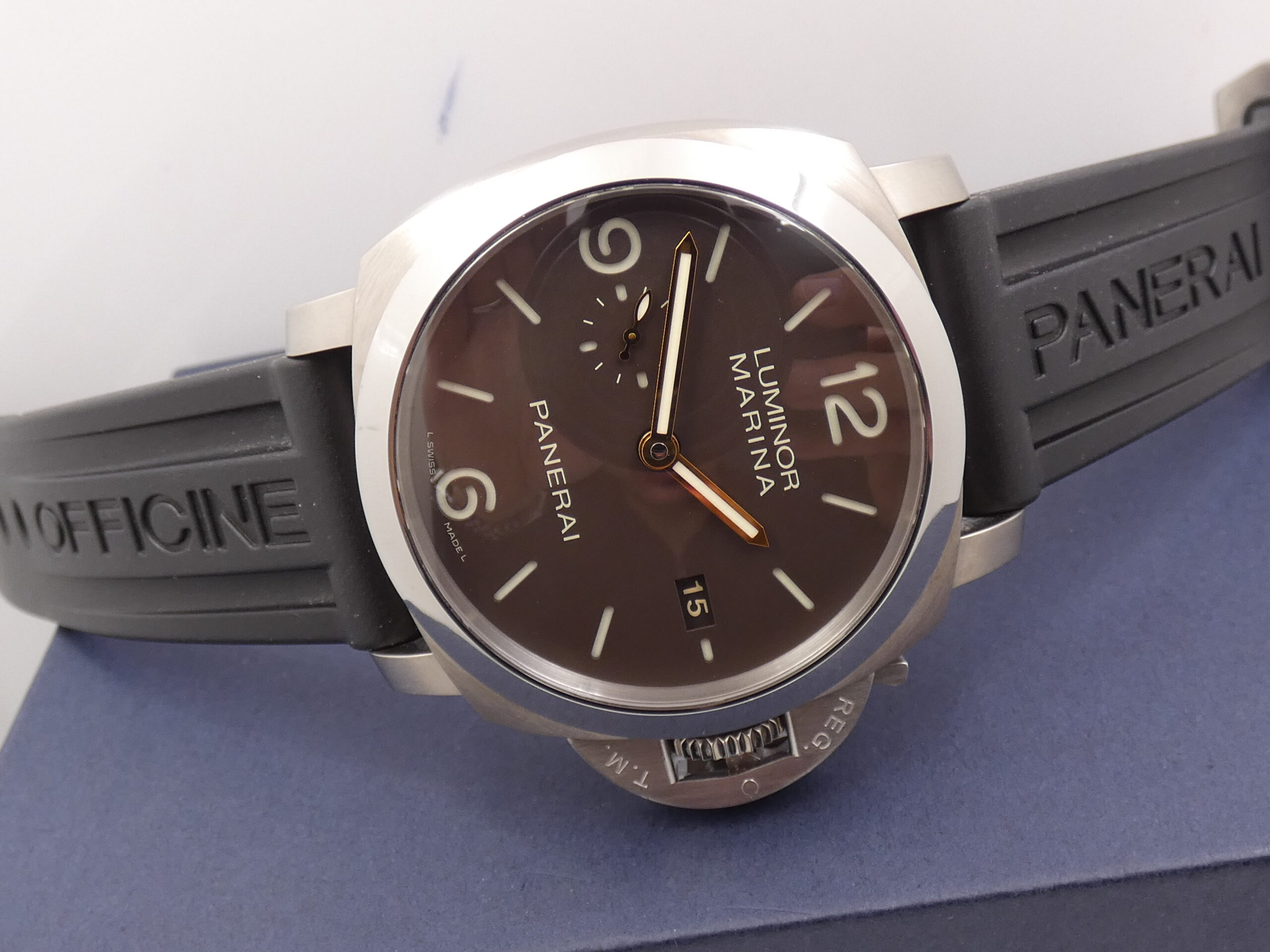 Panerai Luminor Marina 1950 3 Days Automatico TABACCO DIAL PAM00351 Titanio BOX&PAPERS Anno 2015 OP6898 LIMITED EDITION 1200pz AL MONDO - immagine 7