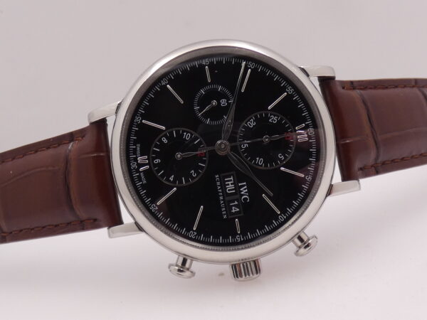 Cronografo IWC Portofino Day-Date IW3910 Leaf Hands Black Dial Automatico Acciaio