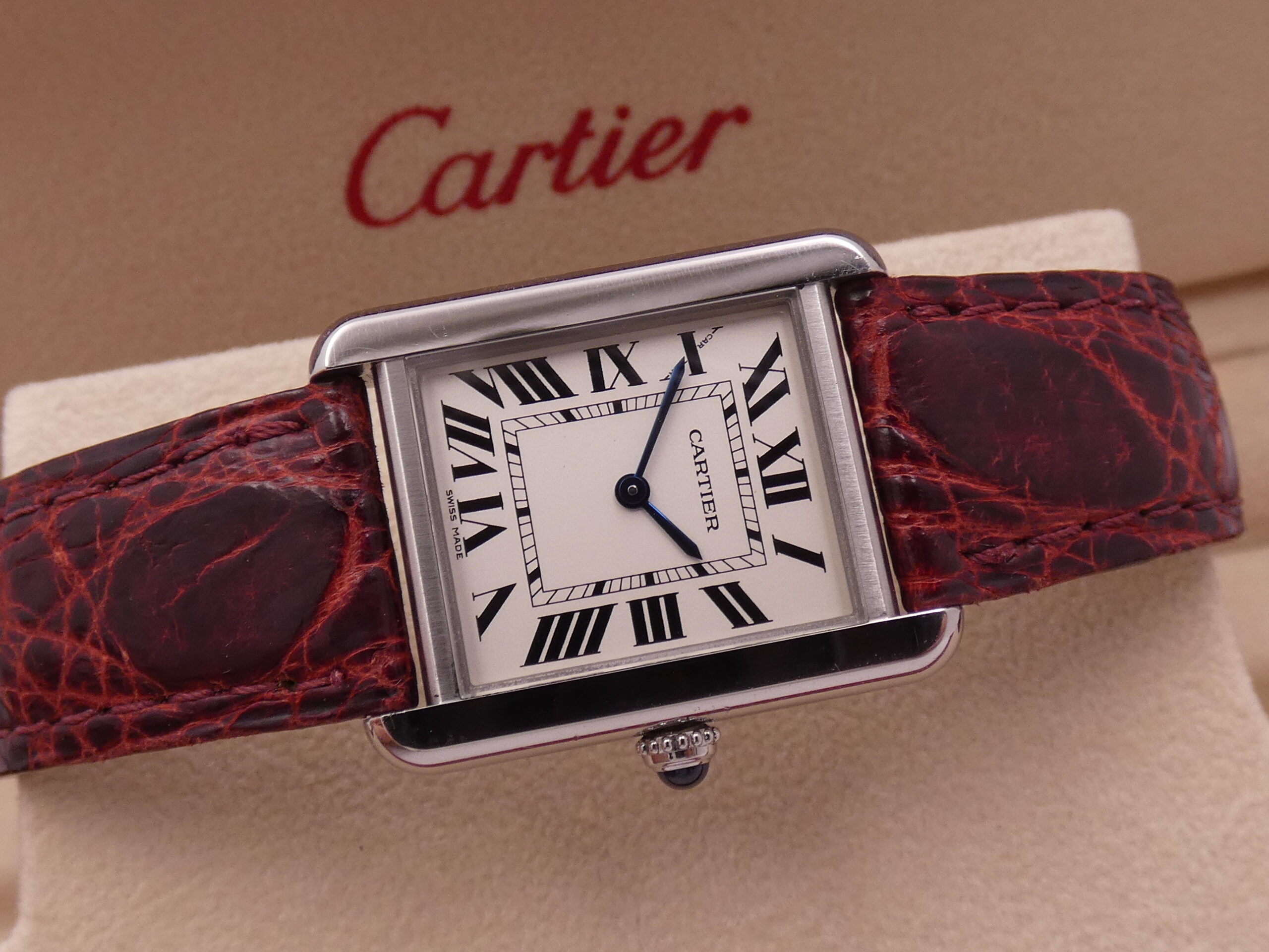 Cartier Tank Solo 3170 - W5200005 For Ladies Cinturino Originale In Pelle Acciaio - immagine 7