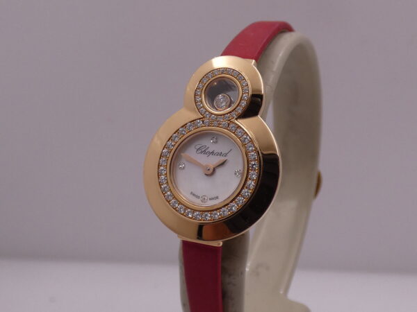 Chopard Happy Diamonds Double Circle MOP DIAL 18Kt Rose Gold FULL SET Factory Diamonds 204412-5001 Wonderful Watch For Ladies