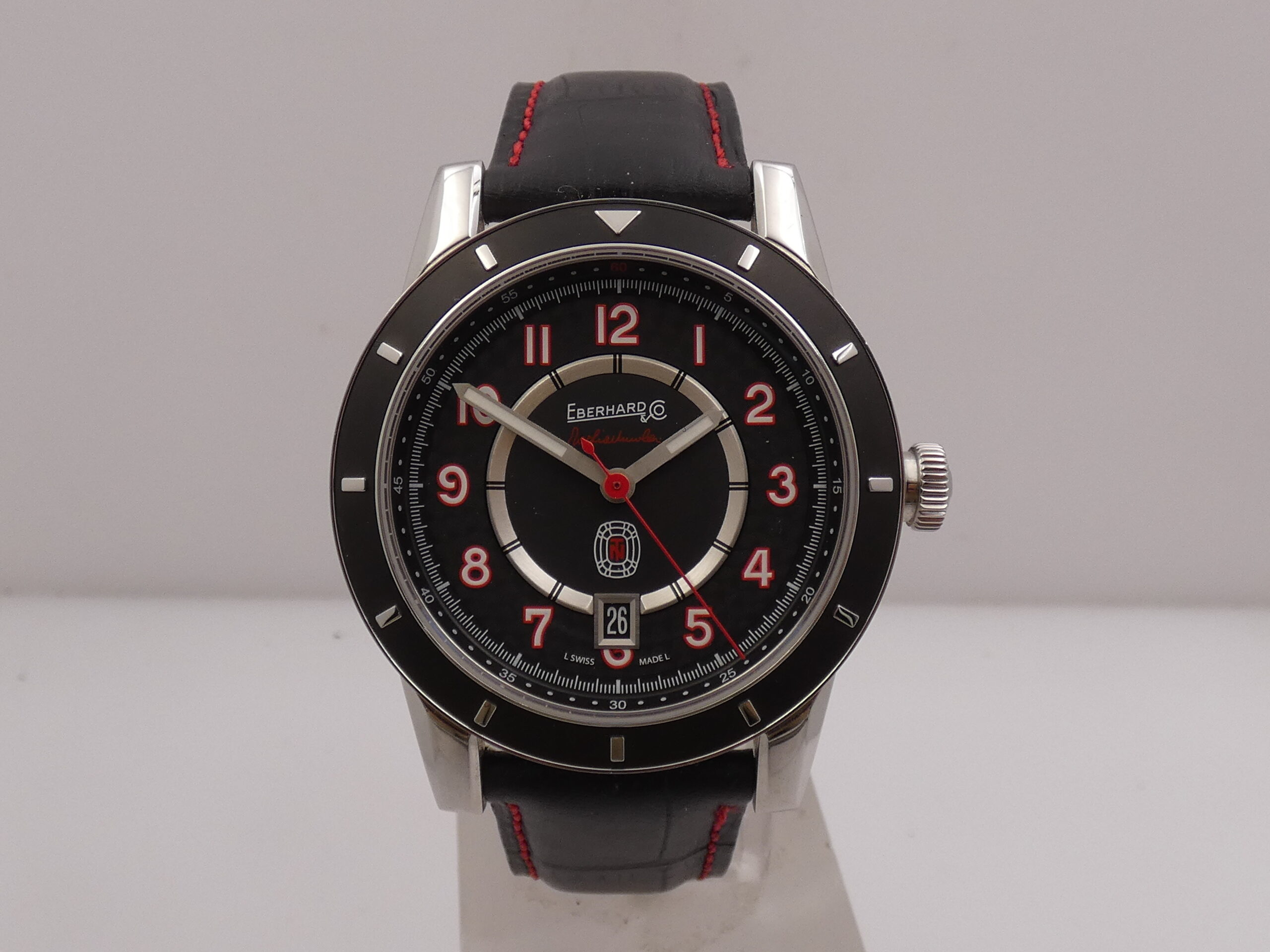 Eberhard & Co. Tazio Nuvolari 41032 LIKE NEW AUTOMATICO WITH BOX Black Perleè Dial RED INDEX - immagine 8