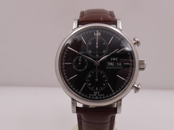 Cronografo IWC Portofino Day-Date IW3910 Leaf Hands Black Dial Automatico Acciaio