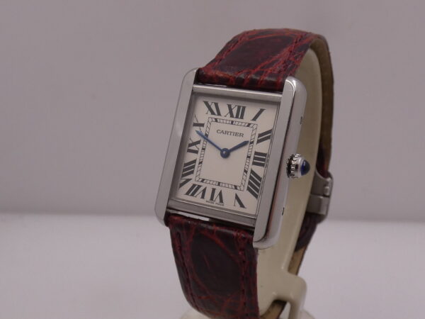 Cartier Tank Solo 3170 - W5200005 For Ladies Cinturino Originale In Pelle Acciaio