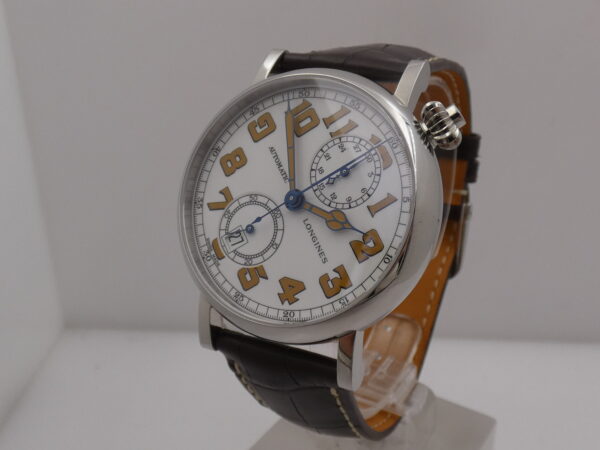Cronografo Monopusher Longines Avigation Type A-7 1935 BOX PAPERS & TAG PRICE Anno 2020 Automatico L2.812.4 LIKE NEW 40° Rotated Dial Acciaio