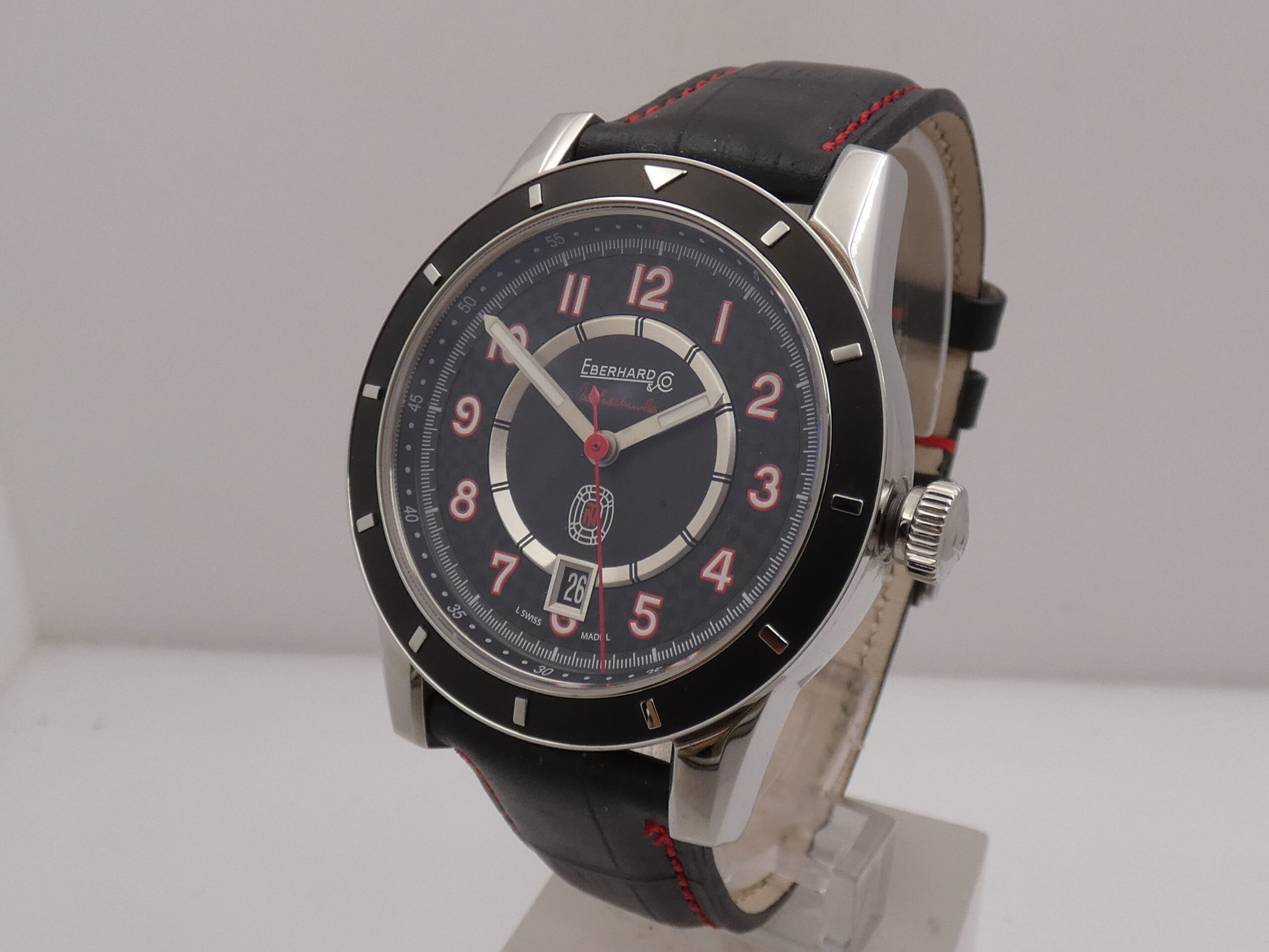 Eberhard & Co. Tazio Nuvolari 41032 LIKE NEW AUTOMATICO WITH BOX Black Perleè Dial RED INDEX - immagine 9