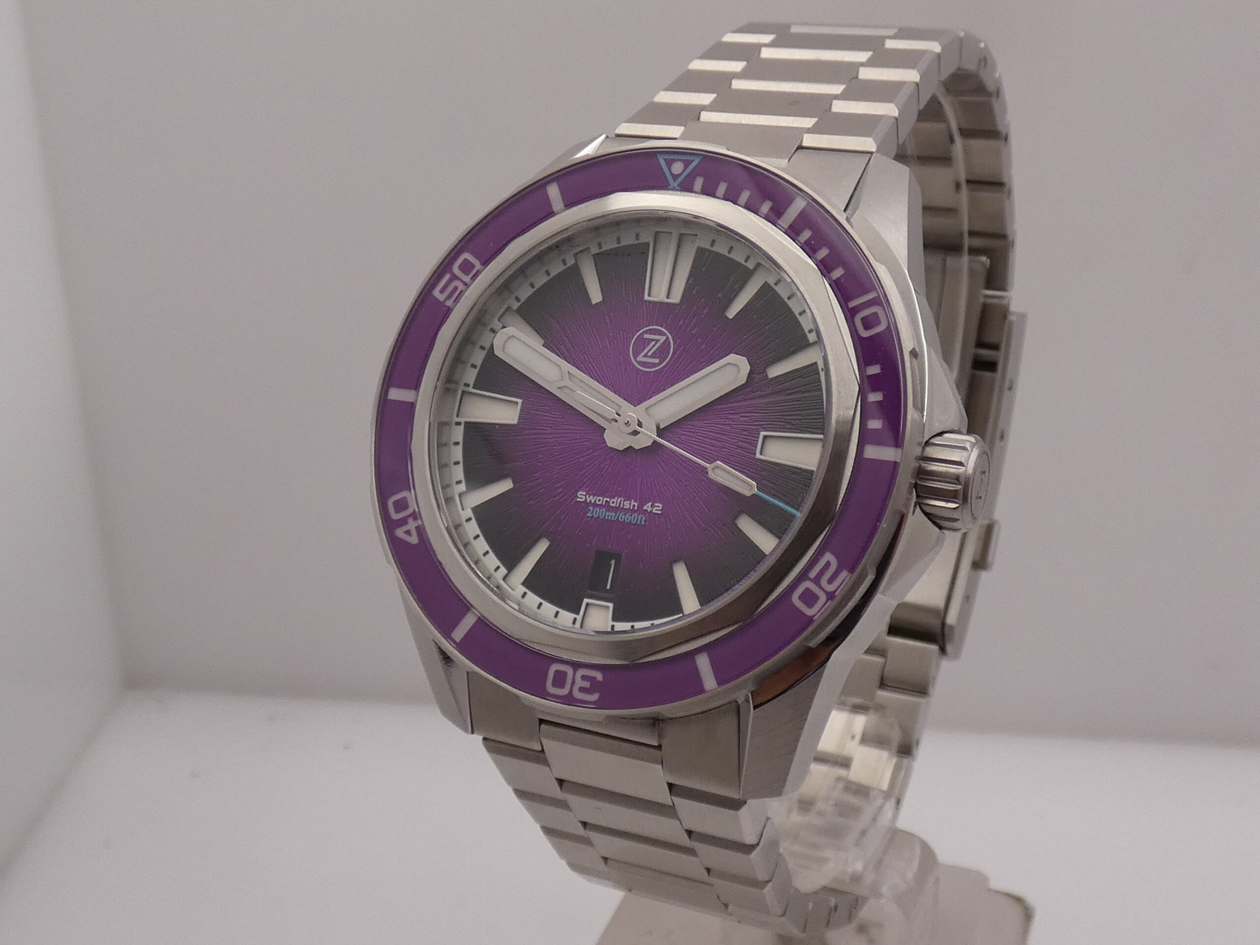 Zelos Swordfish 42 200m LIKE NEW BOX&PAPERS Dicembre 2025 PURPLE DIAL & BEZEL Acciaio Braccialato Limited Edition 150pz al MONDO - immagine 8