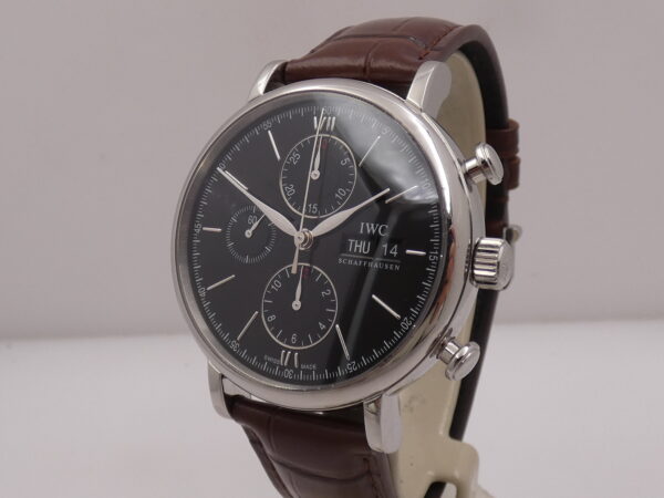 Cronografo IWC Portofino Day-Date IW3910 Leaf Hands Black Dial Automatico Acciaio