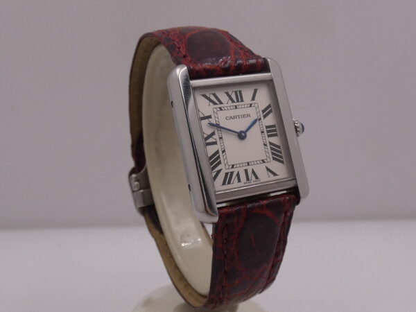 Cartier Tank Solo 3170 - W5200005 For Ladies Cinturino Originale In Pelle Acciaio