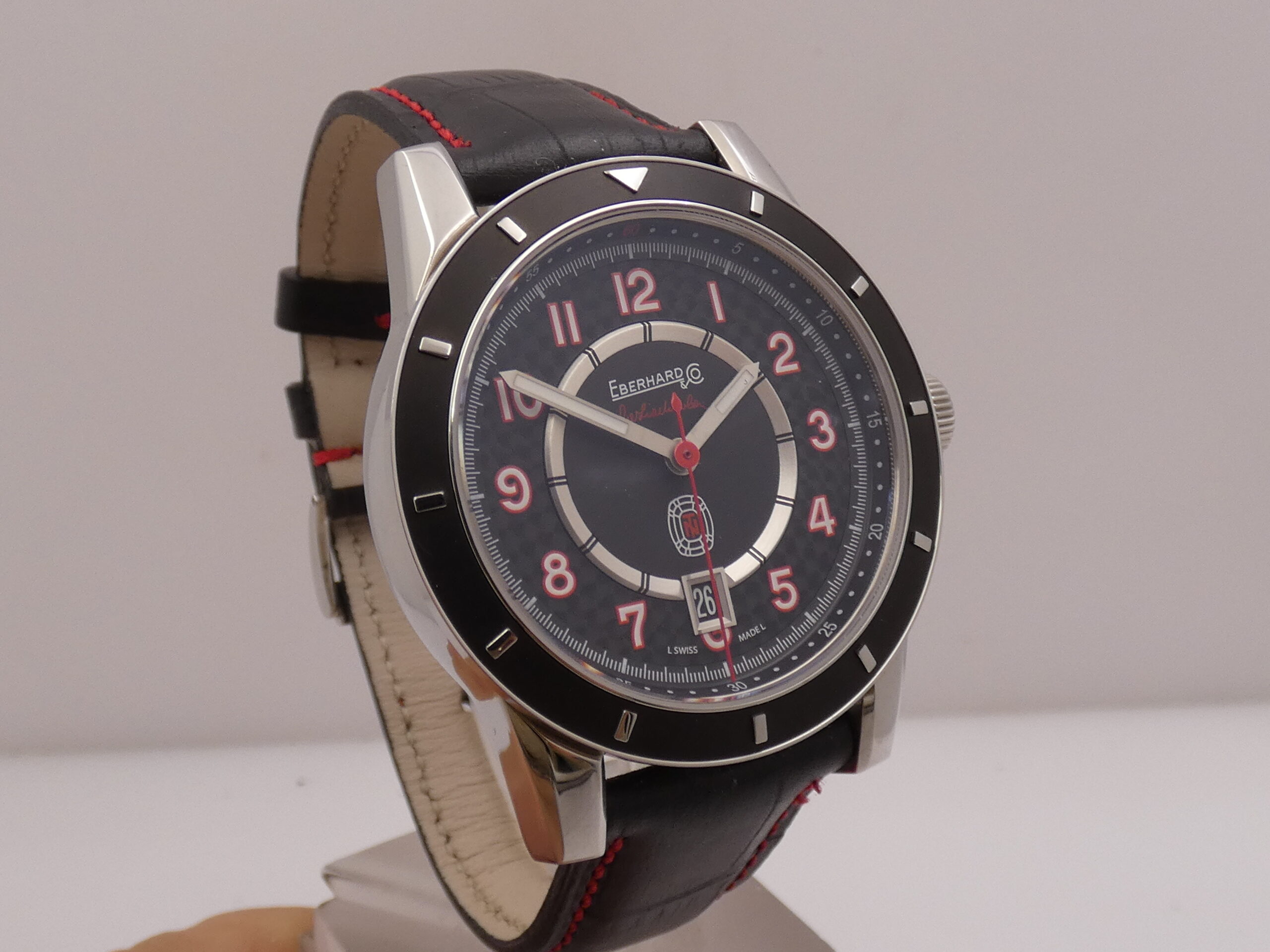 Eberhard & Co. Tazio Nuvolari 41032 LIKE NEW AUTOMATICO WITH BOX Black Perleè Dial RED INDEX - immagine 10