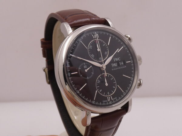 Cronografo IWC Portofino Day-Date IW3910 Leaf Hands Black Dial Automatico Acciaio