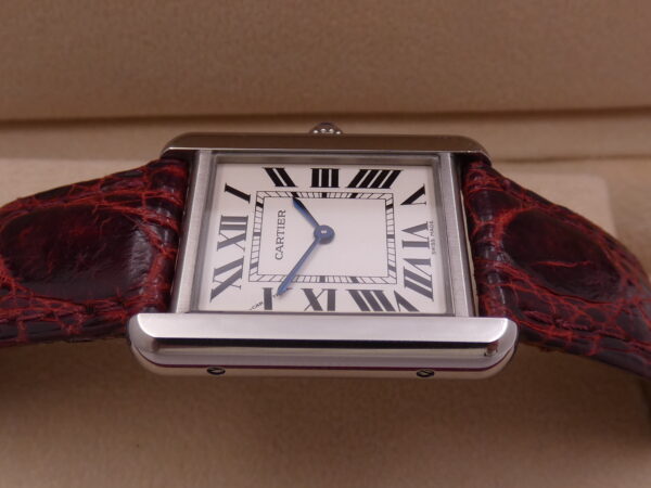 Cartier Tank Solo 3170 - W5200005 For Ladies Cinturino Originale In Pelle Acciaio