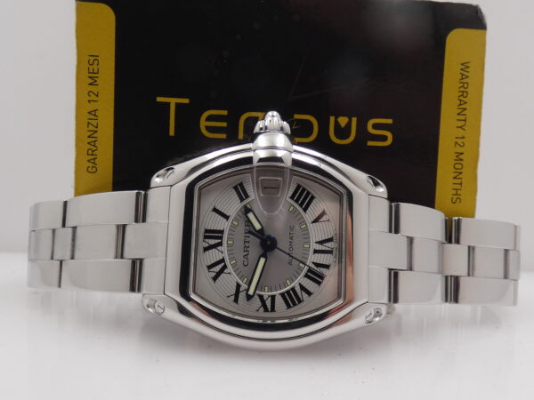 Cartier Roadster 2510 Argentè Dial Automatic Date Acciaio Braccialato Anni 2000's W62025V3