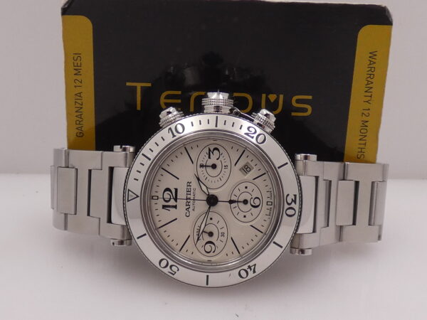 Cronografo Cartier Pasha Seatimer 2995 BOX PAPERS & STICKERS Anno 2011 Automatico Acciaio Braccialato W31089M7