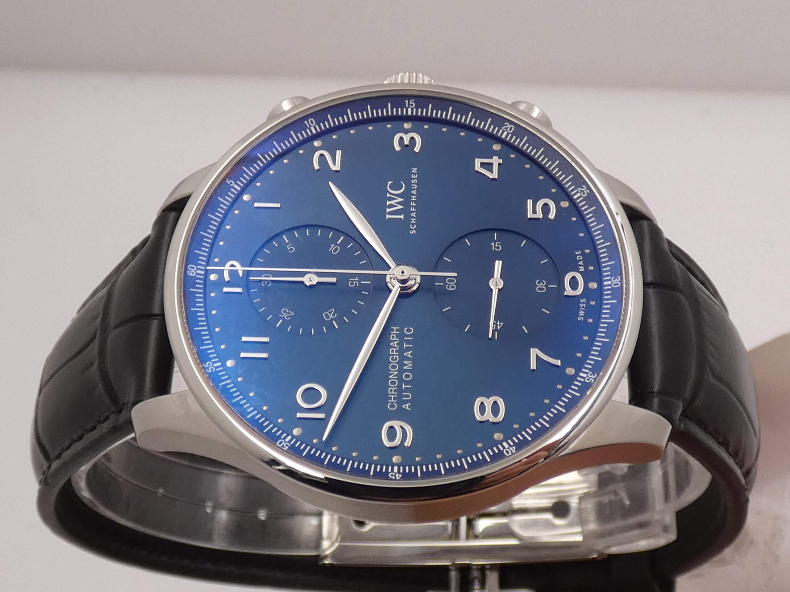 Cronografo IWC Portuguese BLUE DIAL 3716 TOP CONDITION WITH PAPERS Anno 2021 Automatico Acciaio