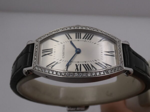 Cartier Tonneau Lady 2711 Oro Bianco 18Kt FACTORY DIAMOND BEZEL BOX&PAPERS Anno 2013 Carica Manuale WE400131