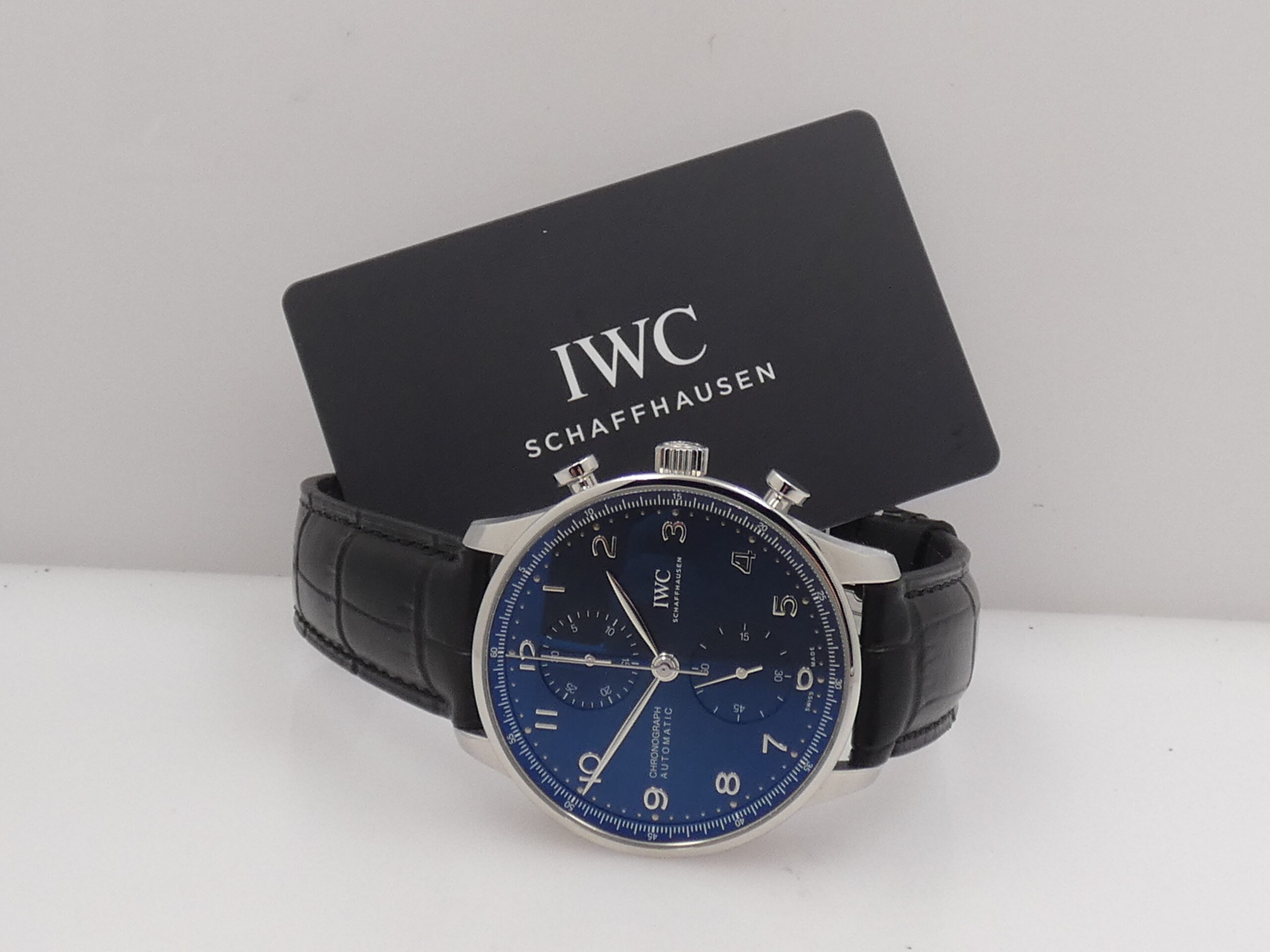 Cronografo IWC Portuguese BLUE DIAL 3716 TOP CONDITION WITH PAPERS Anno 2021 Automatico Acciaio - immagine 11