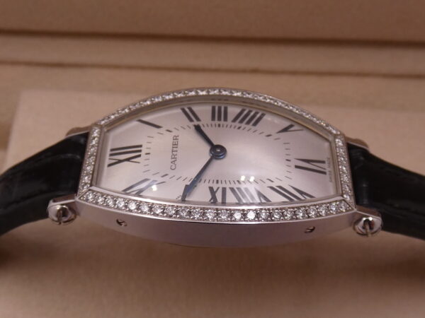 Cartier Tonneau Lady 2711 Oro Bianco 18Kt FACTORY DIAMOND BEZEL BOX&PAPERS Anno 2013 Carica Manuale WE400131