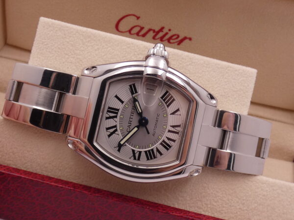 Cartier Roadster 2510 Argentè Dial Automatic Date Acciaio Braccialato Anni 2000's W62025V3