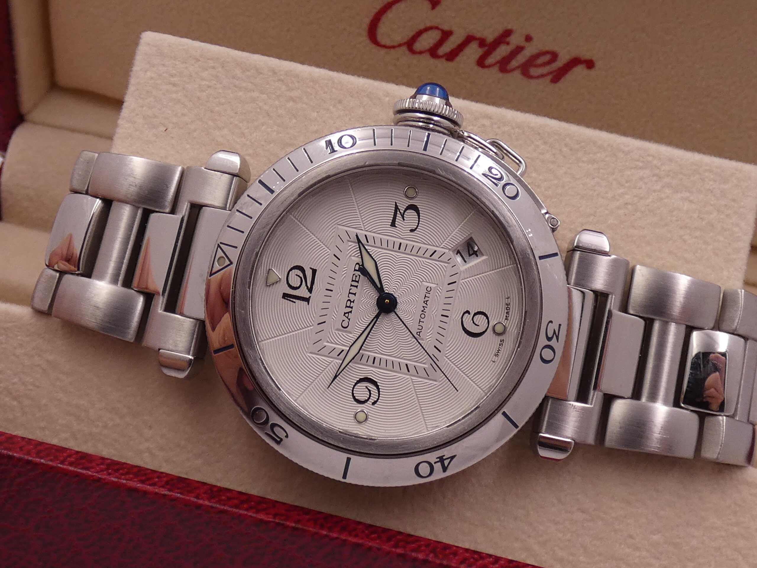 Cartier Pasha de Cartier 2379 38mm Automatic Date Anni 2000's Acciaio Braccialato W31040H3 - immagine 13