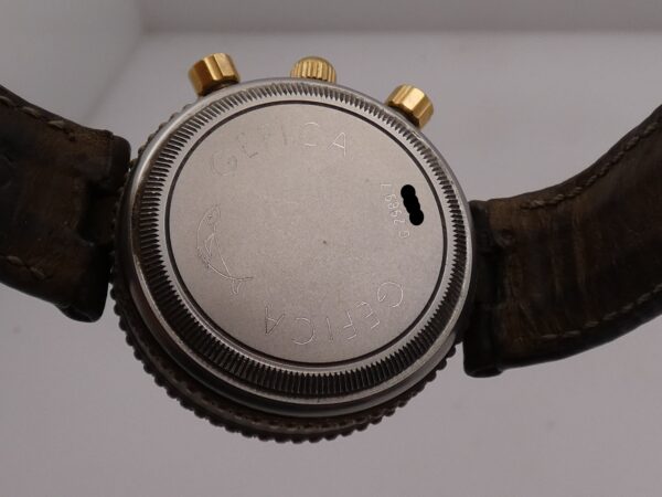 Cronogafo Gérald Genta Gefica Day Date G2989.7 RED DIAL Automatico Bronzo & Acciaio Anni 90's