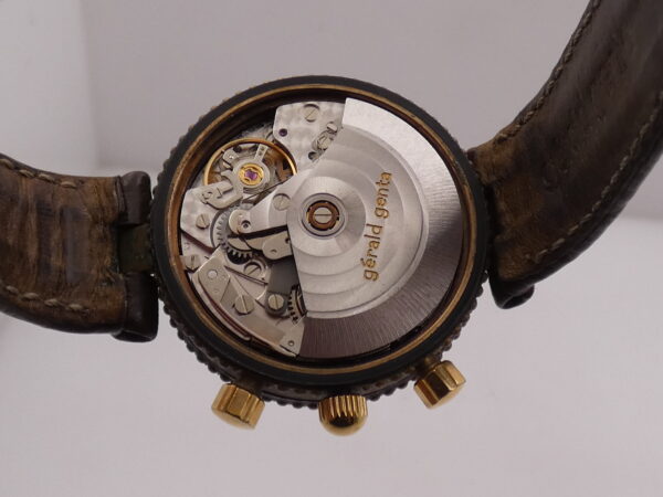 Cronogafo Gérald Genta Gefica Day Date G2989.7 RED DIAL Automatico Bronzo & Acciaio Anni 90's