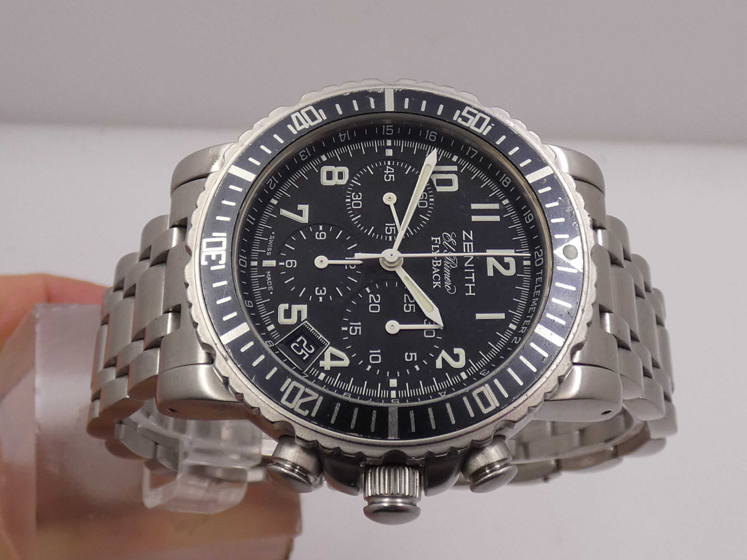 Cronografo Zenith El Primero Rainbow Fly-Back WITH PAPERS Anni 2003 Automatico Acciaio 02.0470.405 - immagine 3