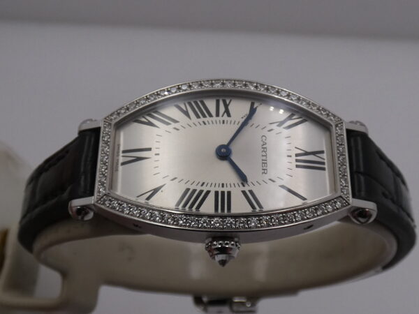 Cartier Tonneau Lady 2711 Oro Bianco 18Kt FACTORY DIAMOND BEZEL BOX&PAPERS Anno 2013 Carica Manuale WE400131